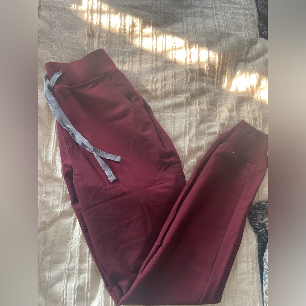 FIGS Burgundy Zamora High Waisted Tall Jogger Scrub Pants